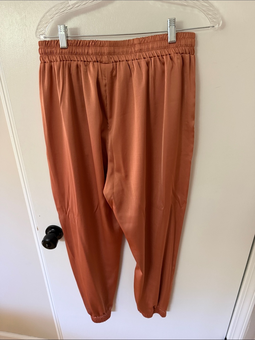 Silky Rust Drawstring Joggers - Picture 3 of 3